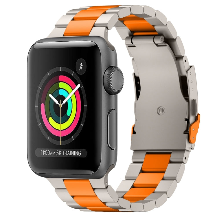 For Apple Watch Series 3 42mm Three Beads Titanium Alloy Metal Watch Band(Titanium Orange) - free shipping - PMc TechLife - Order now!