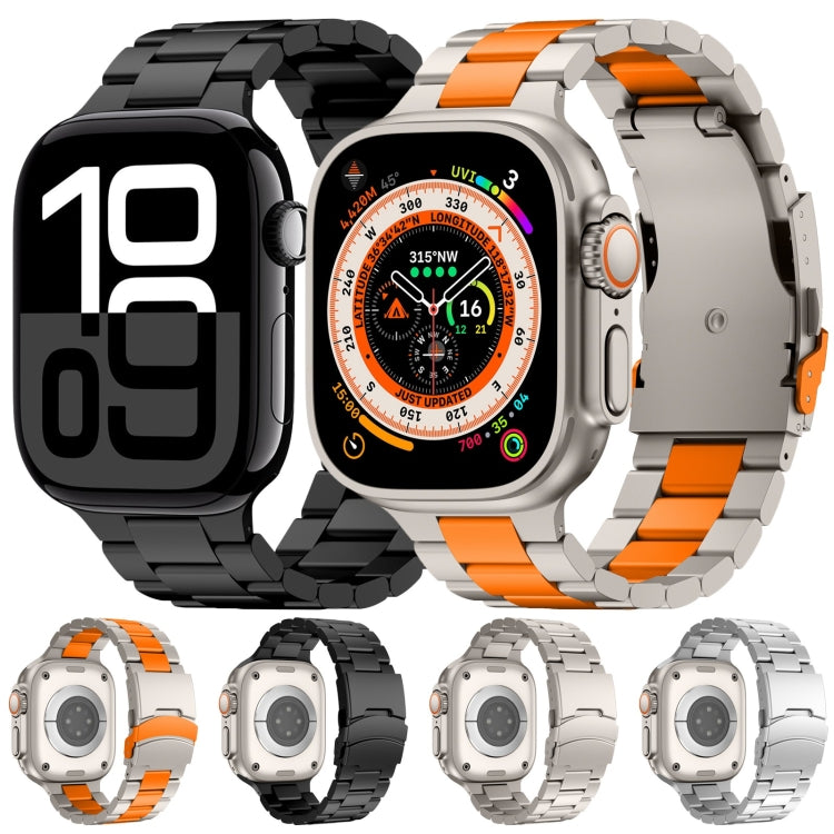 For Apple Watch SE 2023 40mm Three Beads Titanium Alloy Metal Watch Band(Black) - free shipping - PMc TechLife - Order now!