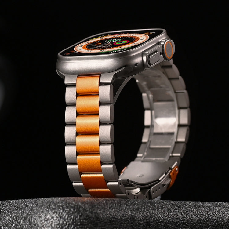 For Apple Watch Series 10 42mm Three Beads Titanium Alloy Metal Watch Band(Silver) - free shipping - PMc TechLife - Order now!