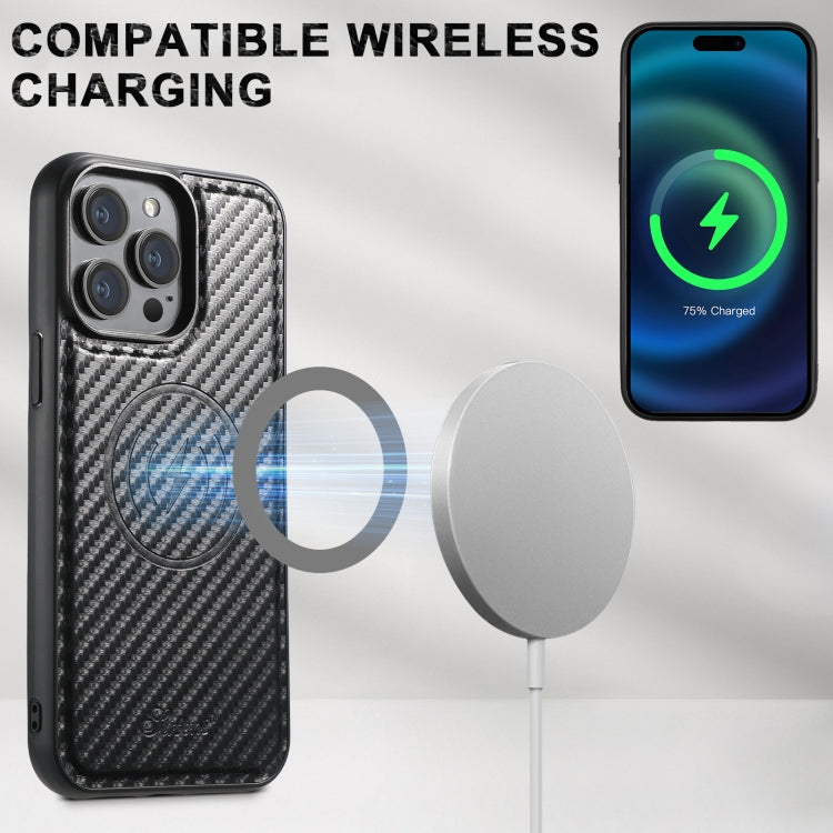 For iPhone 16 Suteni TXWH18 Carbon Fiber Texture Detachable Wallet MagSafe Phone Case(Black) - free shipping - PMC Jewellery - Order now!