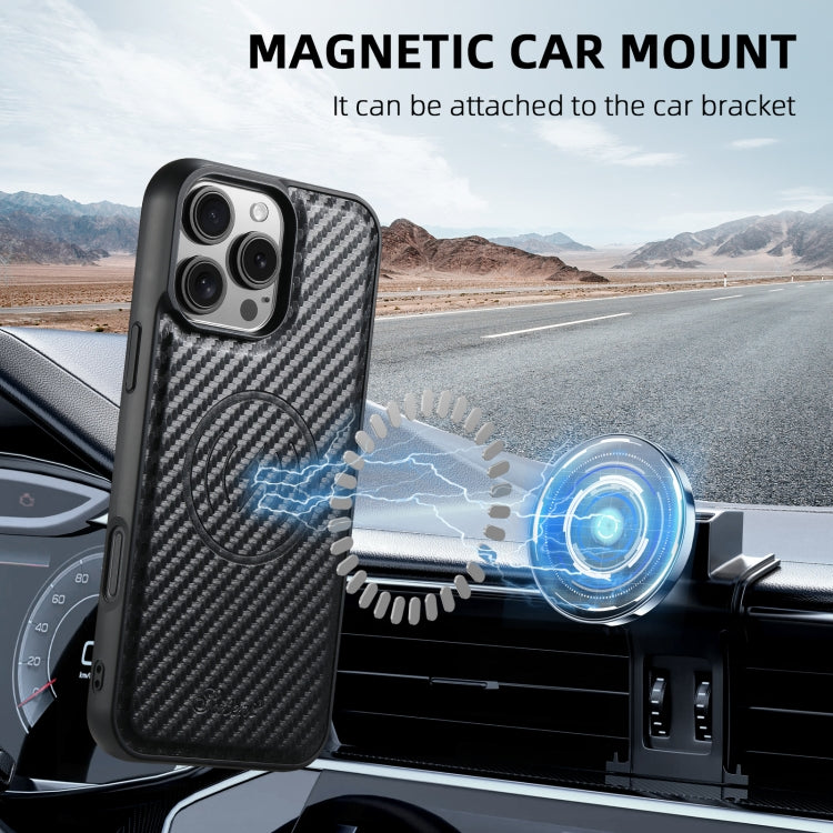 For iPhone 15 Pro Suteni TXWH18 Carbon Fiber Texture Detachable Wallet MagSafe Phone Case(Black) - free shipping - PMC Jewellery - Order now!