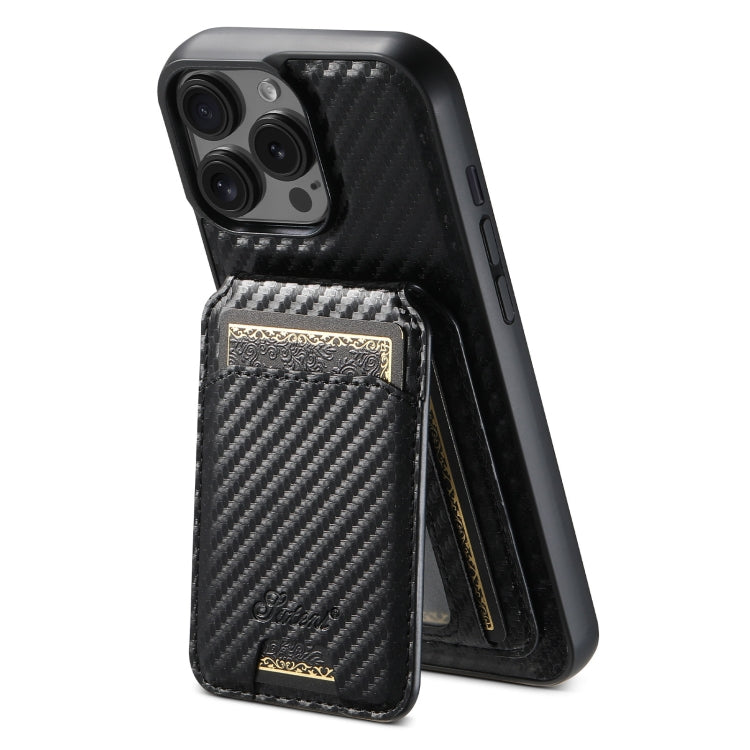 For iPhone 14 Pro Max Suteni TXWH18 Carbon Fiber Texture Detachable Wallet MagSafe Phone Case(Black) - iPhone 14 Pro Max Cases by Suteni | Online Shopping South Africa | PMC Jewellery | Buy Now Pay Later Mobicred