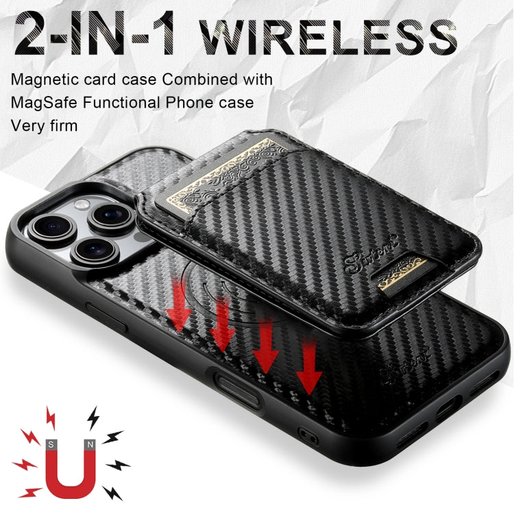 For iPhone 14 Pro Max Suteni TXWH18 Carbon Fiber Texture Detachable Wallet MagSafe Phone Case(Black) - iPhone 14 Pro Max Cases by Suteni | Online Shopping South Africa | PMC Jewellery | Buy Now Pay Later Mobicred