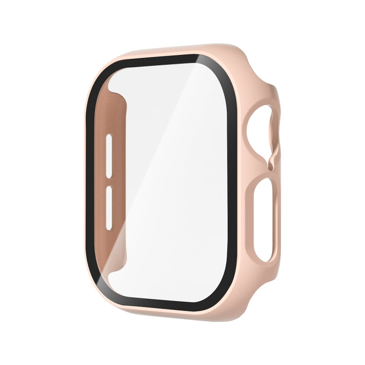 For Apple Watch Series 10 42mm Tempered Glass Film Integrated PC Watch Case(Pink) - Watch Cases by PMC TechLife | Online Shopping South Africa | PMC TechLife | Buy Now Pay Later Mobicred