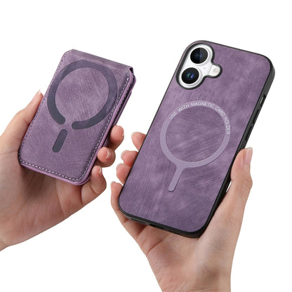 For iPhone 16 Retro Splitable Magnetic Stand Card Bag Leather Phone Case(Purple) - iPhone 16 Cases by PMC Jewellery | Online Shopping South Africa | PMC Jewellery | Buy Now Pay Later Mobicred