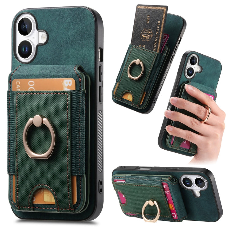 For iPhone 16 Retro Splitable Magnetic Stand Card Bag Leather Phone Case(Green) - iPhone 16 Cases by PMC Jewellery | Online Shopping South Africa | PMC Jewellery | Buy Now Pay Later Mobicred