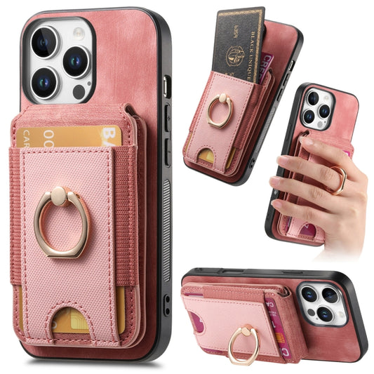 For iPhone 16 Pro Max Retro Splitable Magnetic Stand Card Bag Leather Phone Case(Pink) - iPhone 16 Pro Max Cases by PMC Jewellery | Online Shopping South Africa | PMC Jewellery | Buy Now Pay Later Mobicred