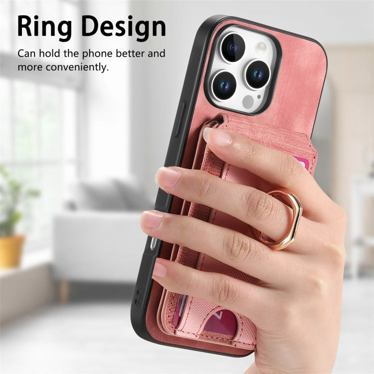 For iPhone 16 Pro Max Retro Splitable Magnetic Stand Card Bag Leather Phone Case(Pink) - iPhone 16 Pro Max Cases by PMC Jewellery | Online Shopping South Africa | PMC Jewellery | Buy Now Pay Later Mobicred