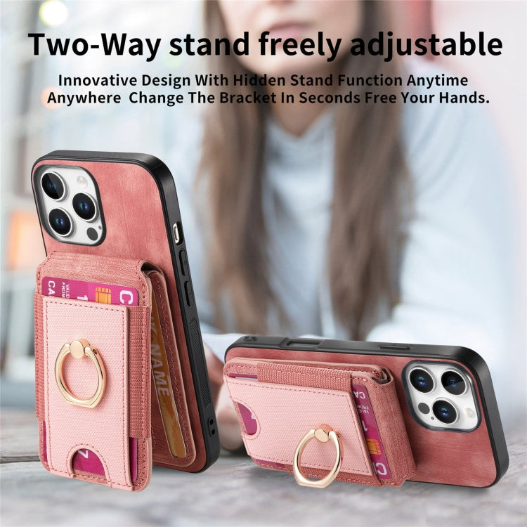 For iPhone 16 Pro Max Retro Splitable Magnetic Stand Card Bag Leather Phone Case(Pink) - iPhone 16 Pro Max Cases by PMC Jewellery | Online Shopping South Africa | PMC Jewellery | Buy Now Pay Later Mobicred