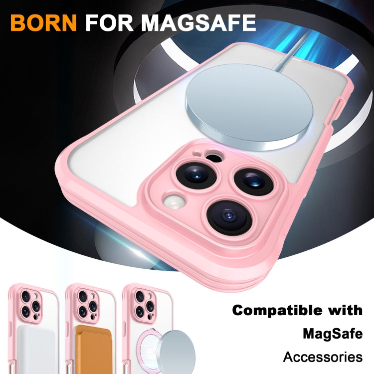 For iPhone 16 Pro Max Skin Feel MagSafe Holder 360 Full Body Phone Case(Pink) - iPhone 16 Pro Max Cases by PMC Jewellery | Online Shopping South Africa | PMC Jewellery | Buy Now Pay Later Mobicred