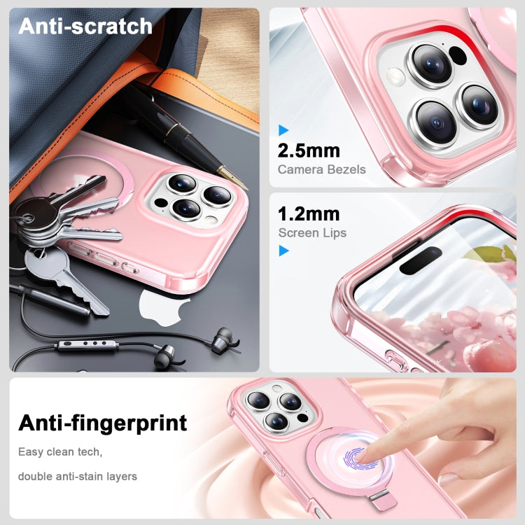 For iPhone 16 Pro Max Frosted Skin Feel MagSafe Holder 360 Full Body Phone Case(Pink) - iPhone 16 Pro Max Cases by PMC Jewellery | Online Shopping South Africa | PMC Jewellery | Buy Now Pay Later Mobicred