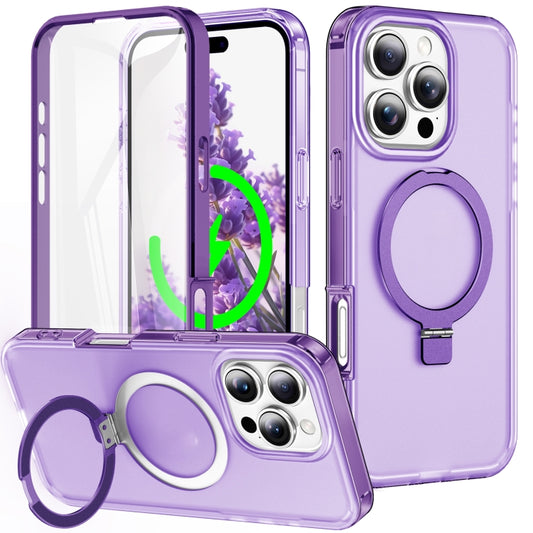 For iPhone 16 Pro Max Frosted Skin Feel MagSafe Holder 360 Full Body Phone Case(Purple) - iPhone 16 Pro Max Cases by PMC Jewellery | Online Shopping South Africa | PMC Jewellery | Buy Now Pay Later Mobicred