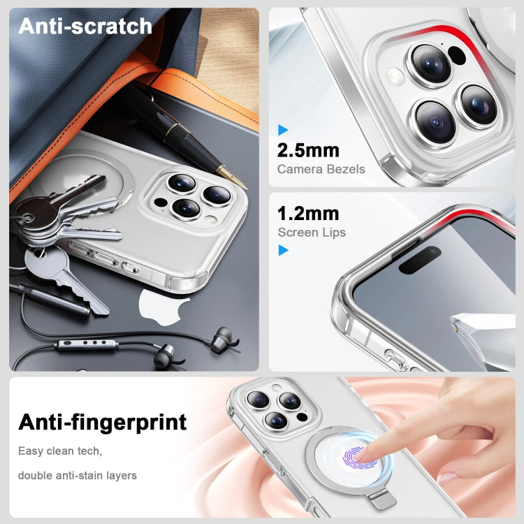 For iPhone 16 Pro Max Frosted Skin Feel MagSafe Holder 360 Full Body Phone Case(Transparent) - iPhone 16 Pro Max Cases by PMC Jewellery | Online Shopping South Africa | PMC Jewellery | Buy Now Pay Later Mobicred