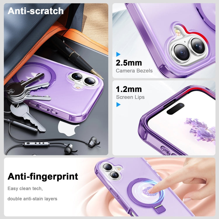 For iPhone 16 Plus Frosted Skin Feel MagSafe Holder 360 Full Body Phone Case(Purple) - iPhone 16 Plus Cases by PMC Jewellery | Online Shopping South Africa | PMC Jewellery | Buy Now Pay Later Mobicred