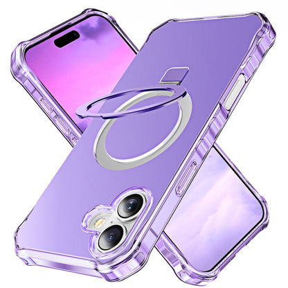 For iPhone 16 Plus Solid Color Wave MagSafe Holder Phone Case(Purple) - iPhone 16 Plus Cases by PMC Jewellery | Online Shopping South Africa | PMC Jewellery | Buy Now Pay Later Mobicred