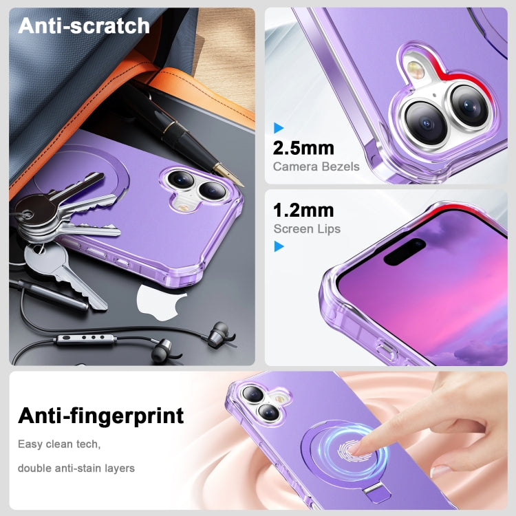 For iPhone 16 Plus Solid Color Wave MagSafe Holder Phone Case(Purple) - iPhone 16 Plus Cases by PMC Jewellery | Online Shopping South Africa | PMC Jewellery | Buy Now Pay Later Mobicred