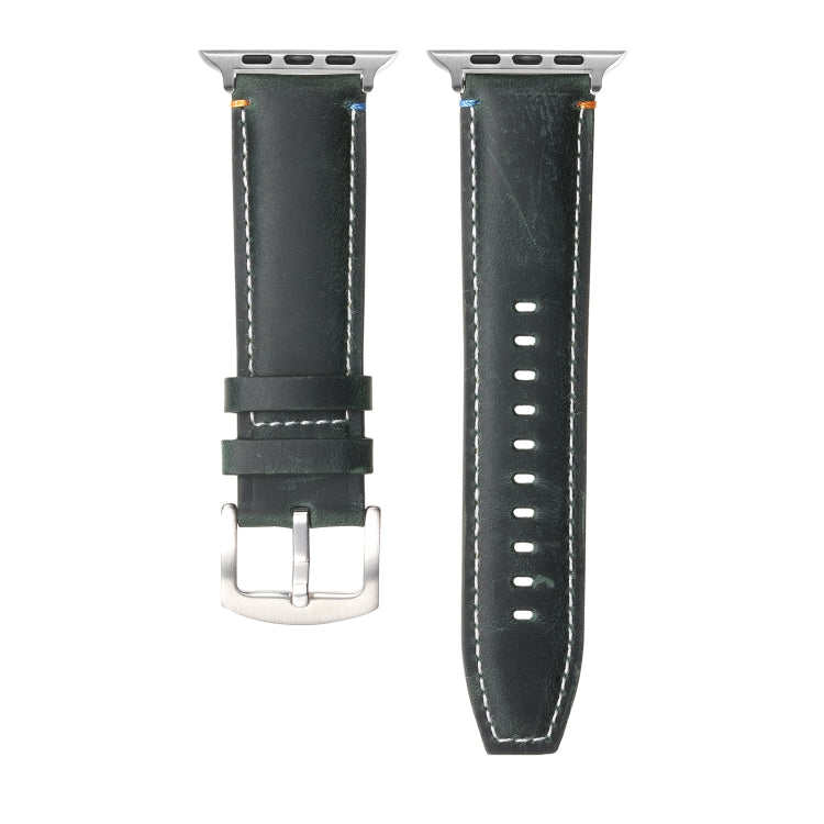 Stitched Genuine Leather Watch Band For Apple Watch 46mm / 49mm / 45mm / 44mm(Frosted Green) - Watch Bands by PMC TechLife | Online Shopping South Africa | PMC TechLife | Buy Now Pay Later Mobicred