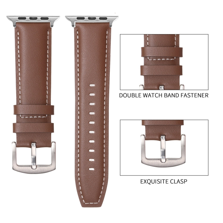 Plain Genuine Leather Watch Band For Apple Watch 46mm / 49mm / 45mm / 44mm(White) - Watch Bands by PMC TechLife | Online Shopping South Africa | PMC TechLife | Buy Now Pay Later Mobicred
