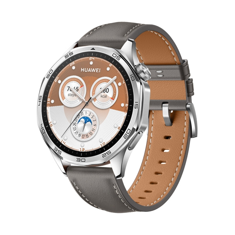For Huawei Watch GT 5 46mm Silver Buckle Genuine Leather Watch Band(Gray) - free shipping - PMC TechLife - Order now!