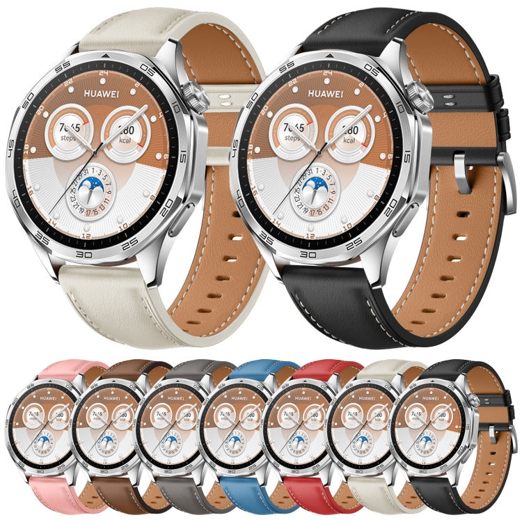 For Huawei Watch GT 5 46mm Silver Buckle Genuine Leather Watch Band(Red) - free shipping - PMC TechLife - Order now!