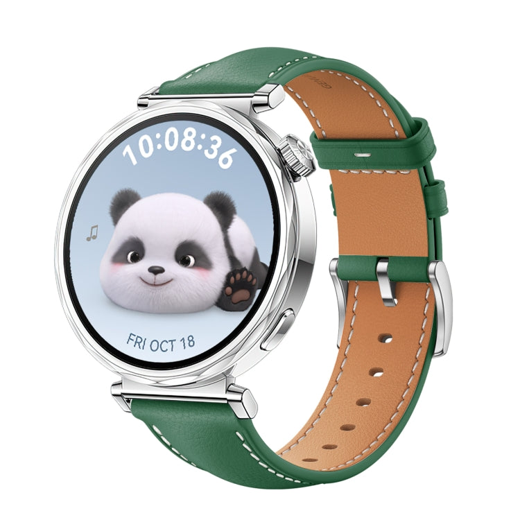 For Huawei Watch GT 5 41mm Women Silver Buckle Genuine Leather Watch Band(Green) - free shipping - PMC TechLife - Order now!