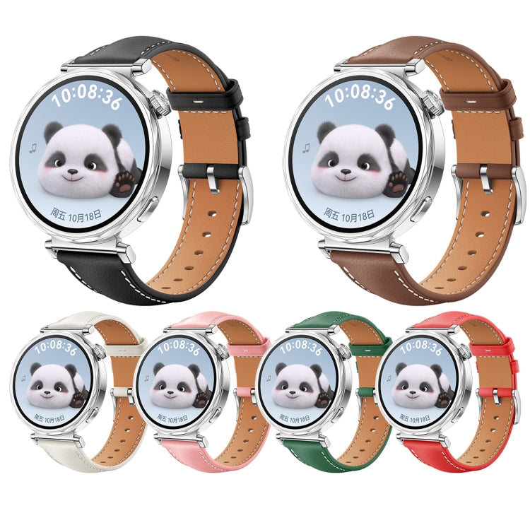 For Huawei Watch GT 5 41mm Women Silver Buckle Genuine Leather Watch Band(Pink) - free shipping - PMC TechLife - Order now!