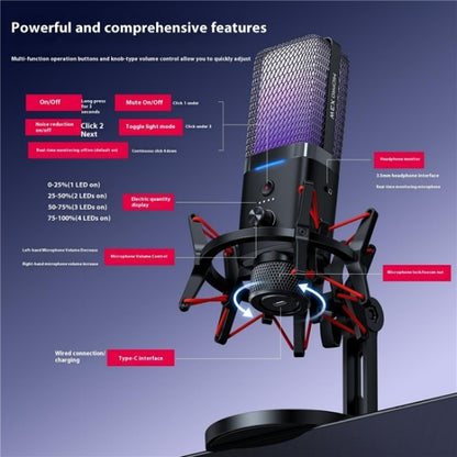 Yanmai X3W Wireless / Wired Dual Mode RGB Gaming Noise Reduction Microphone - Microphone by Yanmai | Online Shopping South Africa | PMC Jewellery | Buy Now Pay Later Mobicred