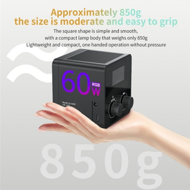 C60R 60W RGB Stage Lamp Professional Video Photography COB Fill Light With 8 Batteries, Plug:EU Plug - Selfie Light by PMC TechLife | Online Shopping South Africa | PMC TechLife | Buy Now Pay Later Mobicred