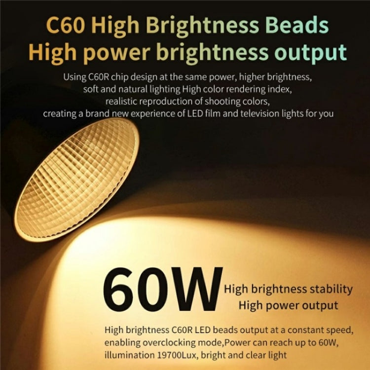C60R 60W RGB Stage Lamp Professional Video Photography COB Fill Light With 8 Batteries, Plug:EU Plug - Selfie Light by PMC TechLife | Online Shopping South Africa | PMC TechLife | Buy Now Pay Later Mobicred