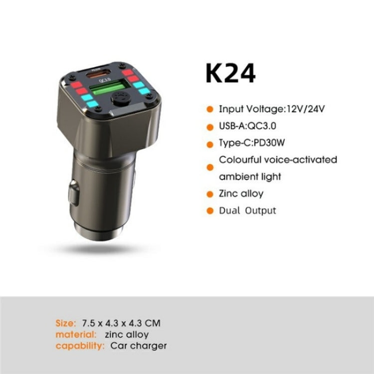 K24 Dual Ports Car Charging Adapter Car Charger PD 30W QC 3.0 Super Charger - Car Charger by PMC Jewellery | Online Shopping South Africa | PMC Jewellery | Buy Now Pay Later Mobicred