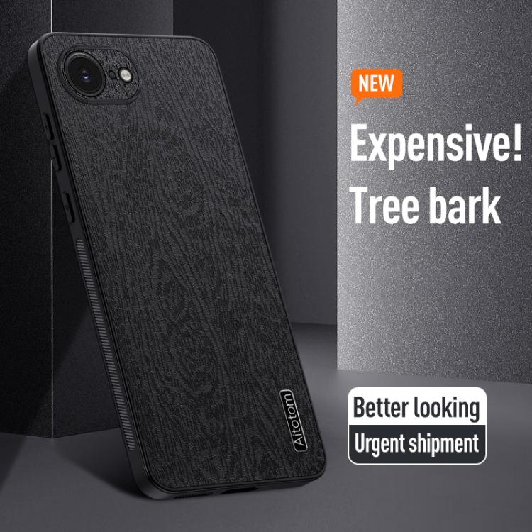 For iPhone 16e Tree Bark Leather Shockproof Phone Case(Blue) - iPhone 16e Cases by PMC TechLife | Online Shopping South Africa | PMC TechLife | Buy Now Pay Later Mobicred