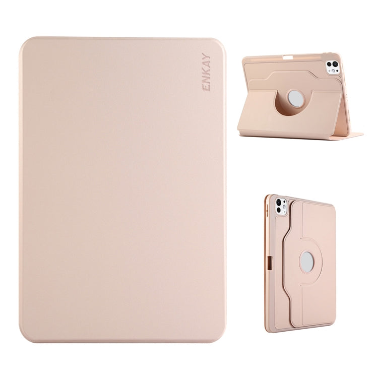 For iPad Air 11 2024 / 2025 / Air 10.9 2022 ENKAY 360 Rotation TPU Leather Smart Tablet Case with Pen Slot(Pink) - free shipping - PMc TechLife - Order now!