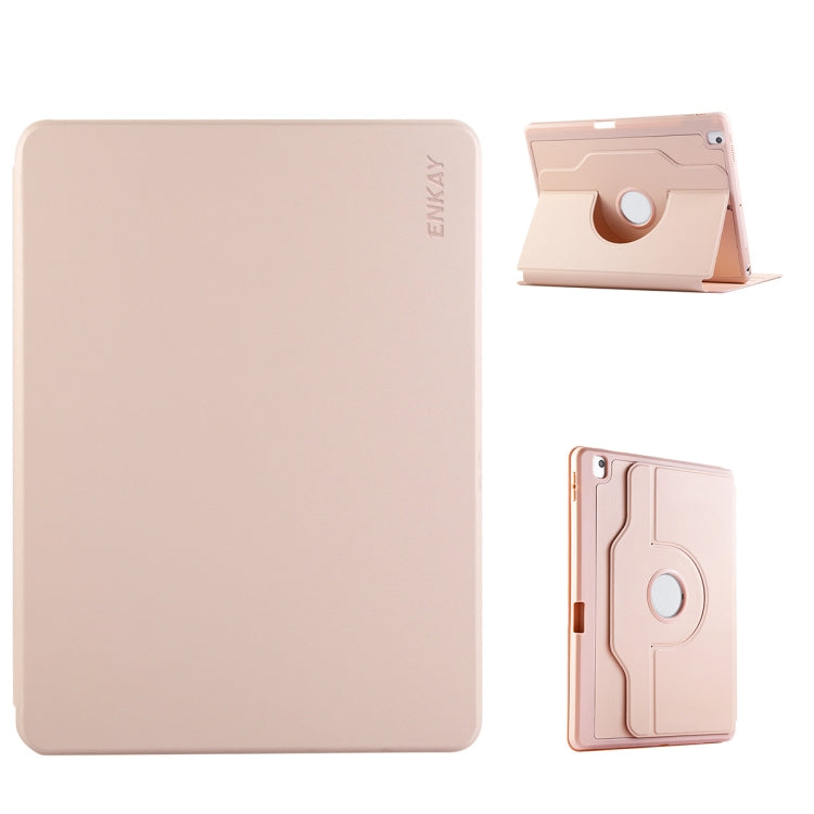For iPad Air 10.5 / Pro 10.5 / 10.2 ENKAY 360 Rotation TPU Leather Smart Tablet Case with Pen Slot(Pink) - free shipping - PMc TechLife - Order now!