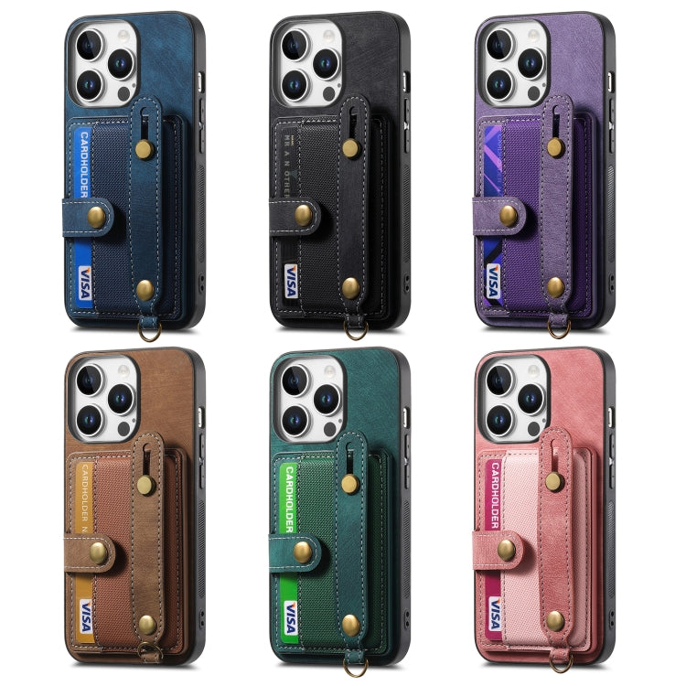 For iPhone 16e Retro Cross Wristband Wallet Leather Back Phone Case(Blue) - free shipping - PMC TechLife - Order now!