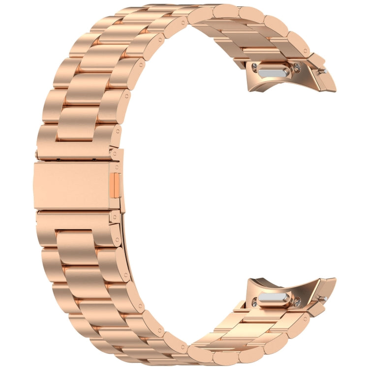 For Samsung Galaxy Watch FE 40mm Three Beads Button Quick Release Metal Watch Band(Rose Gold) - free shipping - PMC TechLife - Order now!