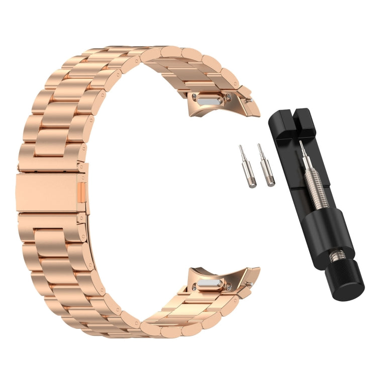 For Samsung Galaxy Watch 6  40 / 44mm Three Beads Button Quick Release Metal Watch Band(Rose Gold) - free shipping - PMC TechLife - Order now!