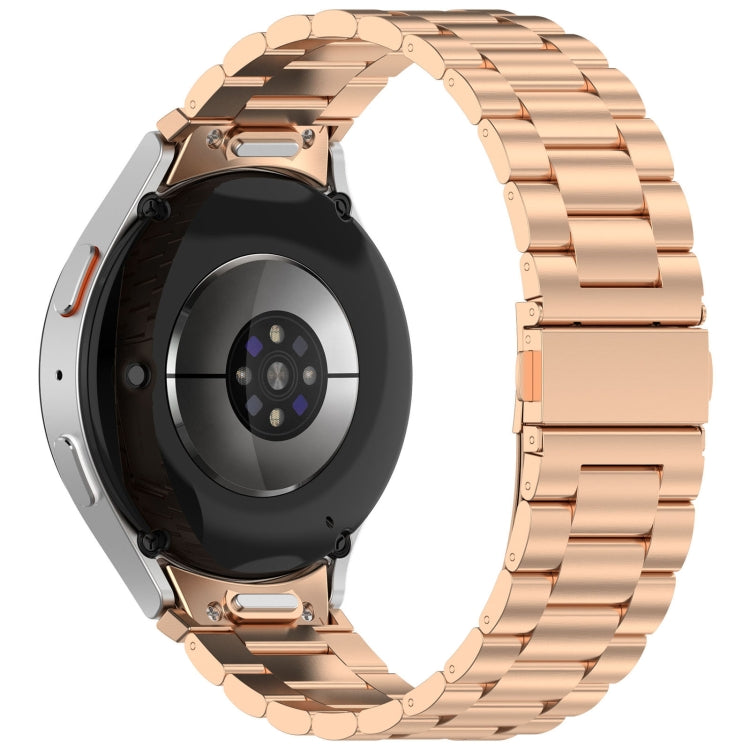For Samsung Galaxy Watch 6 Classic 43 / 47mm Three Beads Button Quick Release Metal Watch Band(Rose Gold) - free shipping - PMC TechLife - Order now!