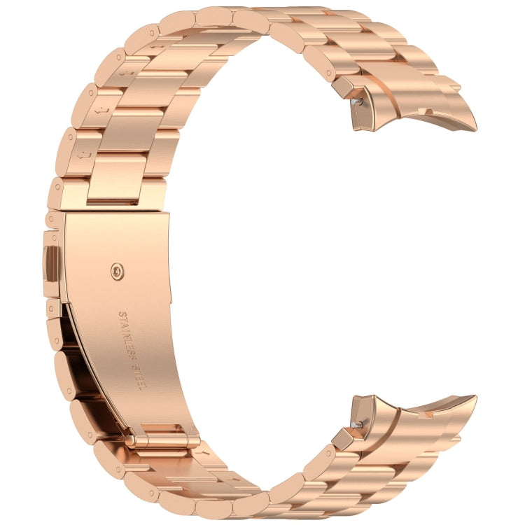 For Samsung Galaxy Watch4 Classic 42 / 46mm Three Beads Button Quick Release Metal Watch Band(Rose Gold) - free shipping - PMC TechLife - Order now!