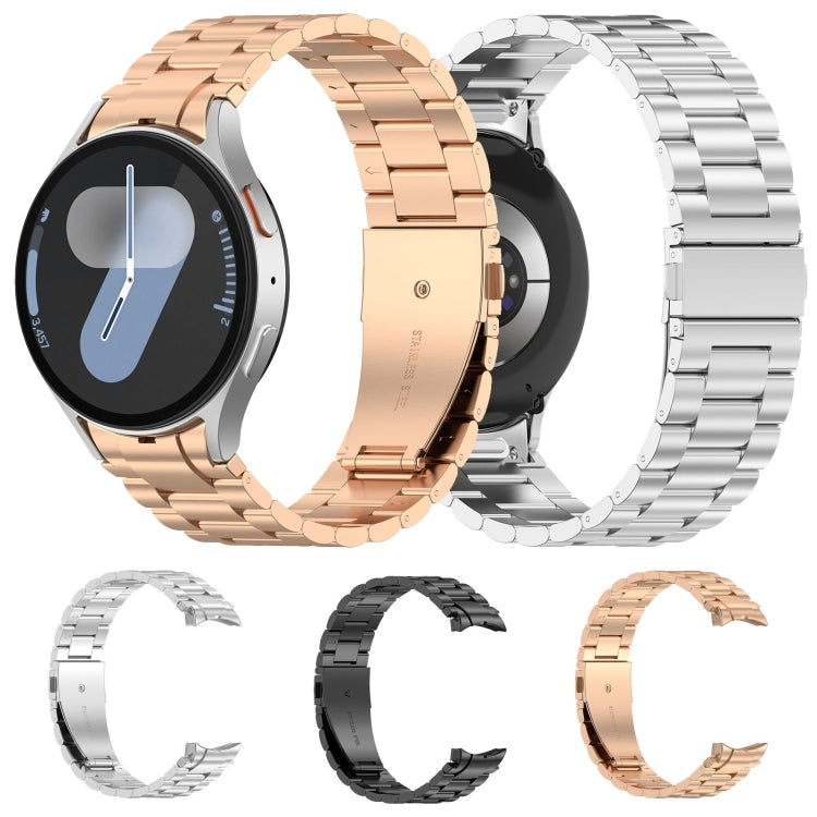 For Samsung Galaxy Watch FE 40mm Three Beads Button Quick Release Metal Watch Band(Rose Gold) - free shipping - PMC TechLife - Order now!