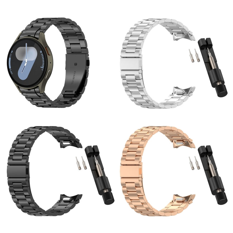 For Samsung Galaxy Watch4 Classic 42 / 46mm Three Beads Button Quick Release Metal Watch Band(Rose Gold) - free shipping - PMC TechLife - Order now!