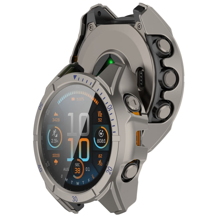 For Garmin Fenix 8 AMOLED 51mm Tempered Glass Film Integrated PC Watch Case(Titanium Blue) - free shipping - PMC TechLife - Order now!