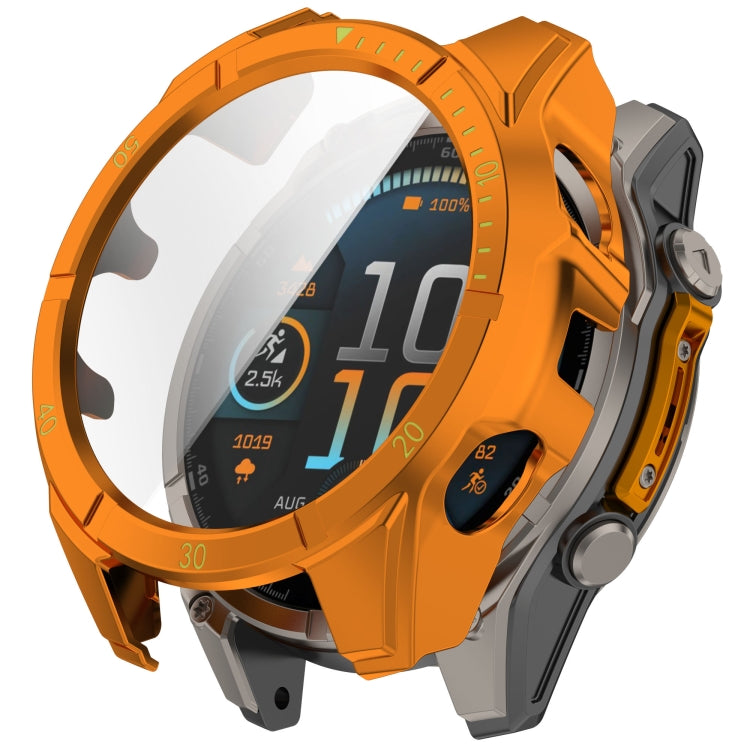 For Garmin Fenix 8 AMOLED 47mm Tempered Glass Film Integrated PC Watch Case(Orange Green) - free shipping - PMC TechLife - Order now!