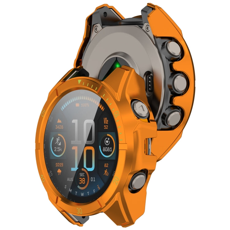 For Garmin Fenix 8 AMOLED 47mm Tempered Glass Film Integrated PC Watch Case(Orange Green) - free shipping - PMC TechLife - Order now!