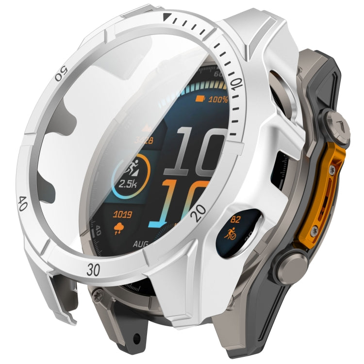 For Garmin Fenix 8 AMOLED 47mm Tempered Glass Film Integrated PC Watch Case(Silver Black) - free shipping - PMC TechLife - Order now!