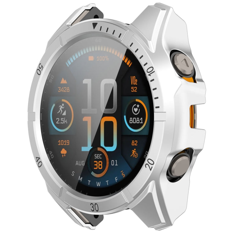 For Garmin Fenix 8 AMOLED 47mm Tempered Glass Film Integrated PC Watch Case(Silver Black) - free shipping - PMC TechLife - Order now!