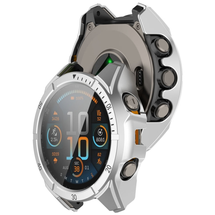 For Garmin Fenix 8 AMOLED 47mm Tempered Glass Film Integrated PC Watch Case(Silver Black) - free shipping - PMC TechLife - Order now!