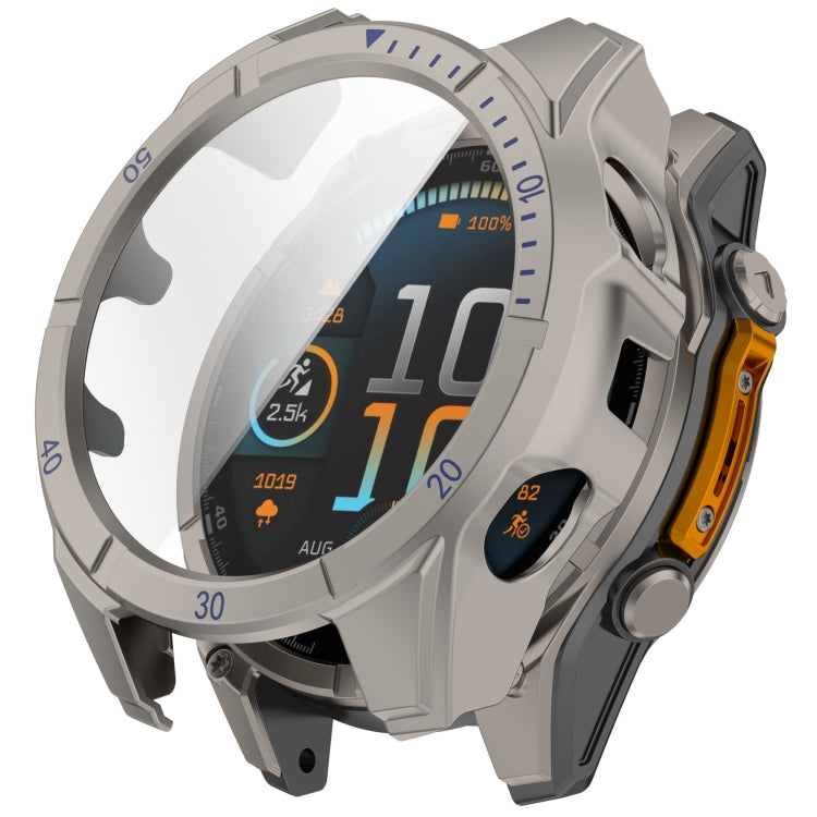 For Garmin Fenix 8 AMOLED 43mm Tempered Glass Film Integrated PC Watch Case(Titanium Blue) - free shipping - PMC TechLife - Order now!
