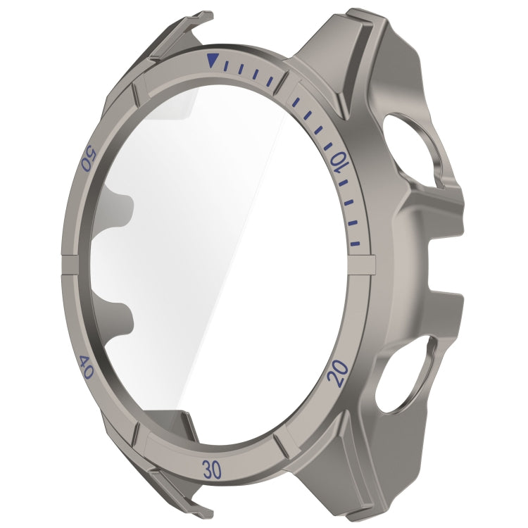 For Garmin Fenix 8 AMOLED 43mm Tempered Glass Film Integrated PC Watch Case(Titanium Blue) - free shipping - PMC TechLife - Order now!