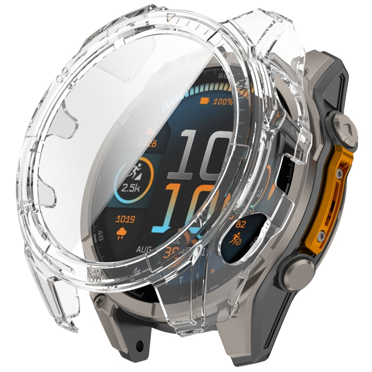 For Garmin Fenix 8 AMOLED 43mm Tempered Glass Film Integrated PC Watch Case(Transparent) - free shipping - PMC TechLife - Order now!