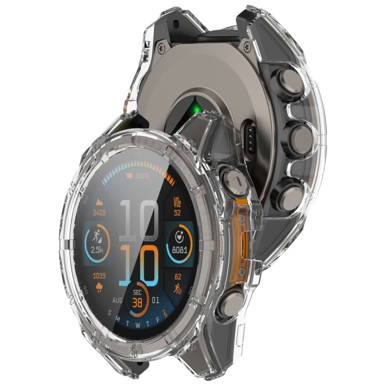 For Garmin Fenix 8 AMOLED 43mm Tempered Glass Film Integrated PC Watch Case(Transparent) - free shipping - PMC TechLife - Order now!